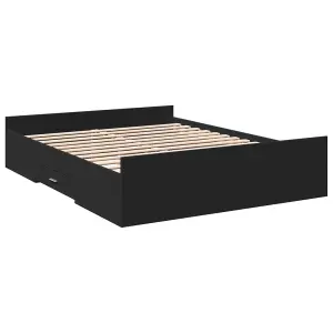 Berkfield Bed Frame with Drawers without Mattress Black 140x200 cm