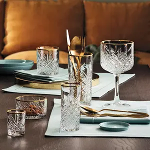 Queensway Home & Dining 490ml 4 Pcs Timeless Cocktail Martini Goblet Gold Rim Glassware Sets Mixers