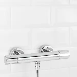 GoodHome Berrow ½ turn Chrome Thermostatic Shower mixer