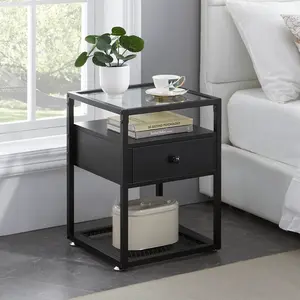 NS 1 Drawer Bedside Table Black