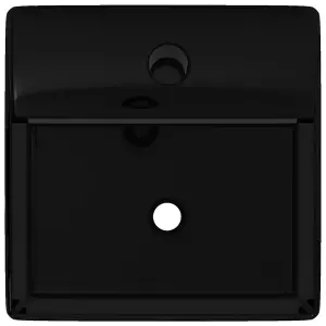 Ceramic Bathroom Sink Basin with Faucet Hole Black Square