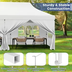 Costway 3M x 6M Pop up Canopy Tent Garden Gazebo Canopy Sun Shelter W/ 6 Sidewalls