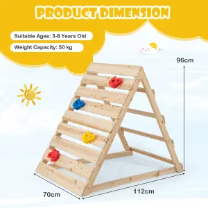 Costway Double Sided Triangle Climber Wooden Climbing Toy w/ Climbing Rocks