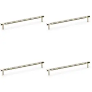 4 PACK - Knurled T Bar Door Pull Handle - Satin Nickel - 224mm Centres Premium Drawer