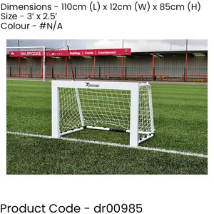 3 x 2.5ft Mini Folding Aluminium Target Goal Posts & Net Set - Football Accuracy