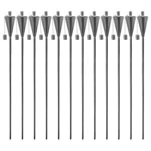 Harbour Housewares - Metal Garden Torches - Cone - Silver - Pack of 12