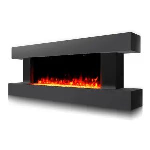 Electric Fire Suite Fireplace with Matte Black LED Surround Set 7 Flames Color with WiFi Connection Remote Control 52 Inch