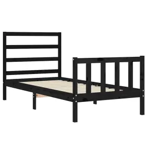 Berkfield Bed Frame with Headboard Black 90x190 cm Solid Wood