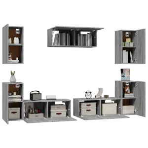 Berkfield 7 Piece TV Cabinet Set Grey Sonoma Engineered Wood