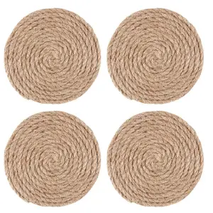 Something Different Rope Coaster Set (Pack of 4) Brown (One Size)