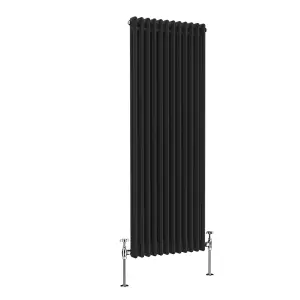 Right Radiators 1500x560 mm Vertical Traditional 2 Column Cast Iron Style Radiator Black