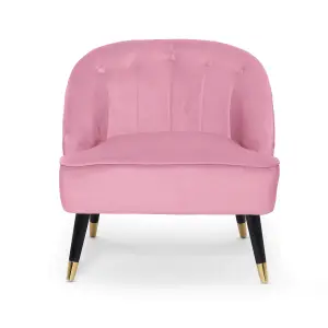 Velvet Pink Slipper Bedroom Accent Chair