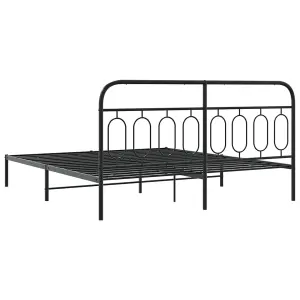 Berkfield Metal Bed Frame without Mattress with Headboard Black 193x203cm