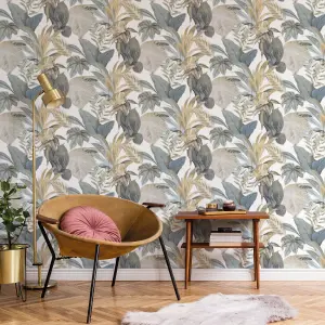 Galerie Botanica Blue Bali Foliage Smooth Wallpaper