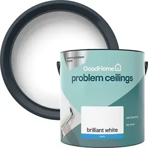 GoodHome Problem ceilings Brilliant white Matt Emulsion paint, 2.5L