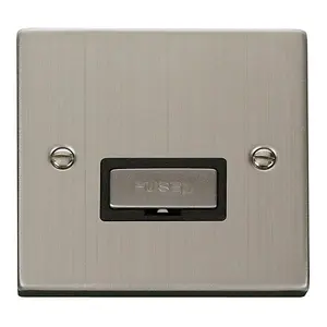 Stainless Steel 13A Fused Ingot Connection Unit - Black Trim - SE Home