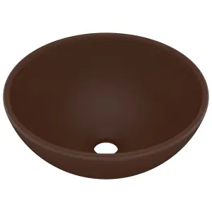 Luxury Bathroom Basin Round Matt Dark Brown 32.5x14 cm Ceramic