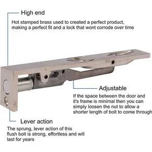 AFIT Polished Nickel Lever Action Flush Bolt - British Heavy Pattern 250 x 19mm