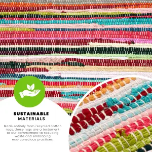 Chindi Handwoven Multi Coloured Recycled Rag Rug - 200 x 290cm