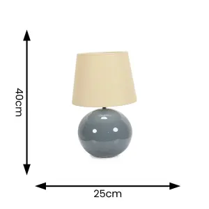 ValueLights Bosco Eucalyptus Ceramic Table Lamp with Beige Tapered Shade - LED Bulb Included