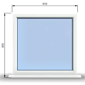 910mm (W) x 895mm (H) PVCu StormProof Casement Window - 1 Non Opening Window  - Toughened Safety Glass - White