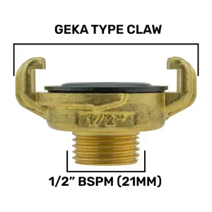 Professional Geka type brass claw hose connectors/fittings, (1/2" bsp male)