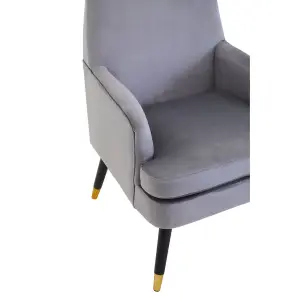 Interiors by Grey Velvet Armchair, Built to Last Lounge Chair, Easy to Maintain Velvet Chair, Reliable Armchair