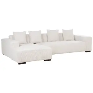 Corner Sofa LUNGO Off-White Corduroy Right Hand