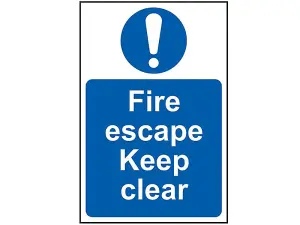 Durable PVC Fire Escape Keep Clear Sign - 200 x 300mm for Safety Compliance