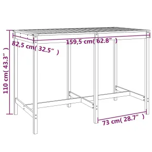 Berkfield Garden Table Grey 159.5x82.5x110 cm Solid Wood Pine