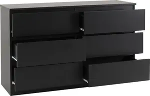 Malvern 6 Drawer Chest Black Recessed Handles