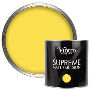 Vintro Luxury Matt Emulsion Highlighter Yellow Multi Surface Paint for Walls, Ceilings, Wood, Metal - 2.5L (Yellow Maiden)