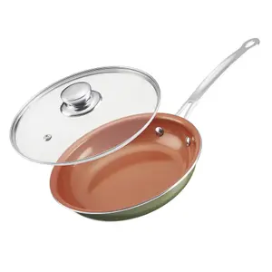 20cm Frying Pan with Glass Lid - Non-Stick Scratch Resistant Cooking Pan - Oven & Dishwasher Safe, Suitable for All Hobs