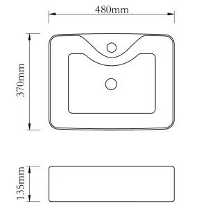 Berkfield Wash Basin with Faucet Hole 48x37x13.5 cm Ceramic Silver