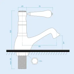 Traditional Ceramic Lever Hot & Cold Basin Sink Taps - Chrome Pair