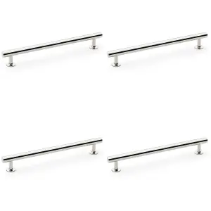 4 PACK - Round T Bar Pull Handle - Polished Nickel 192mm Centres SOLID BRASS Drawer Door