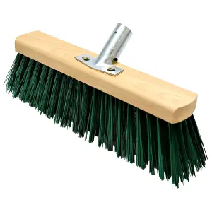 Heavy Duty Garden Broom Head, Outdoor 12" Synthetic Hard Bristle Sweeping Brush for Cleaning Gardens, Yards, Patios (Green)