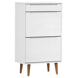 Berkfield Shoe Cabinet MOLDE White 59,5x35x103 cm Solid Wood Pine