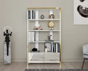 Decorotika Elena Bookcase Bookshelf Display Unit with Two Cabinets