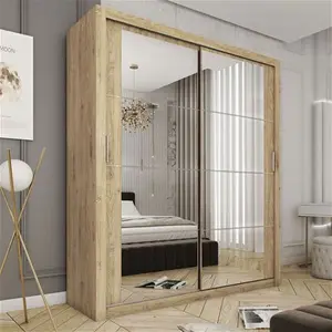 Oak World Durango Oak Wardrobe With 2 Sliding Mirrored Door | Space Saving Solution | Shetland Oak 181cm