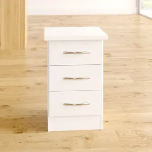 Cascio 3 Drawer Bedside Table White Gloss