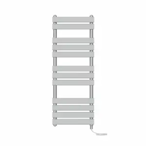 Rinse Bathrooms Electric Flat Panel Heated Towel Rail Chrome Bathroom Ladder Radiator Warmer 1200x450mm 600W