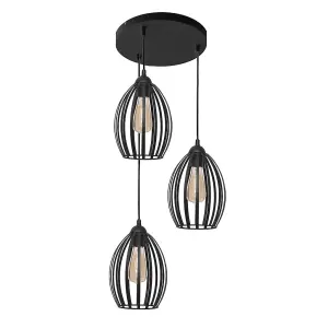 Luminosa Dali Cluster Pendant Ceiling Light Black 38cm