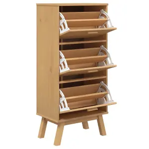 Shoe Cabinet OLDEN Brown 55x35x120cm Solid Wood Pine