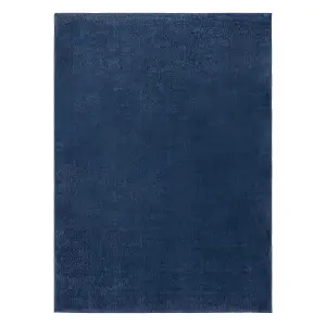 Modern washing carpet LINDO navy blue, anti-slip, shaggy 160x220 cm