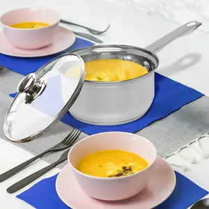 18Cm Saucepan Glass Lid Stainless Steel Cookware Pot Pan Frying Cooking Milk