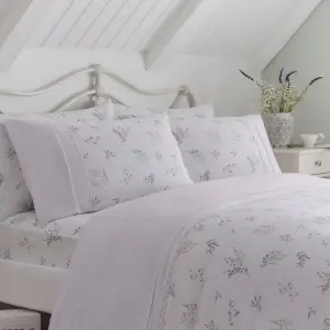 Floral Sprig Lace detail Duvet Cover Set