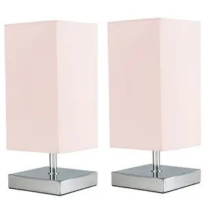 Hodei 30cm Table Lamp (Set of 2) Chrome / Dusky Pink / LED Bulb