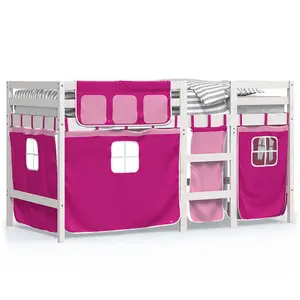 Berkfield Kids' Loft Bed with Curtains without Mattress Pink 80x200 cm