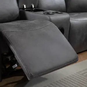 Tokyo Black Leather Like Electric Power Reclining Sofa Suite 3 Seater and 2 Seater